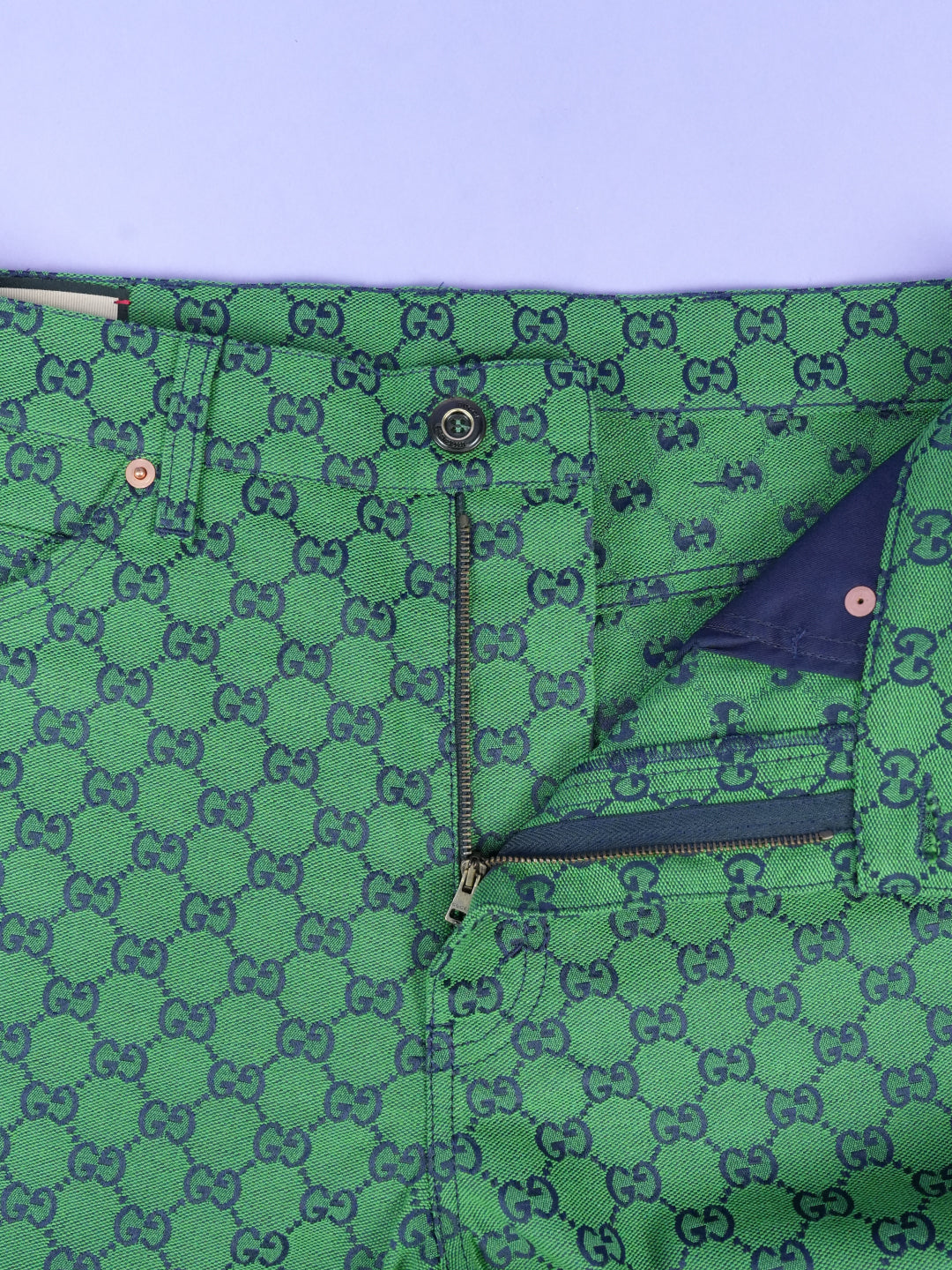 GG Jacquard Organic Cotton Blend Trousers Green