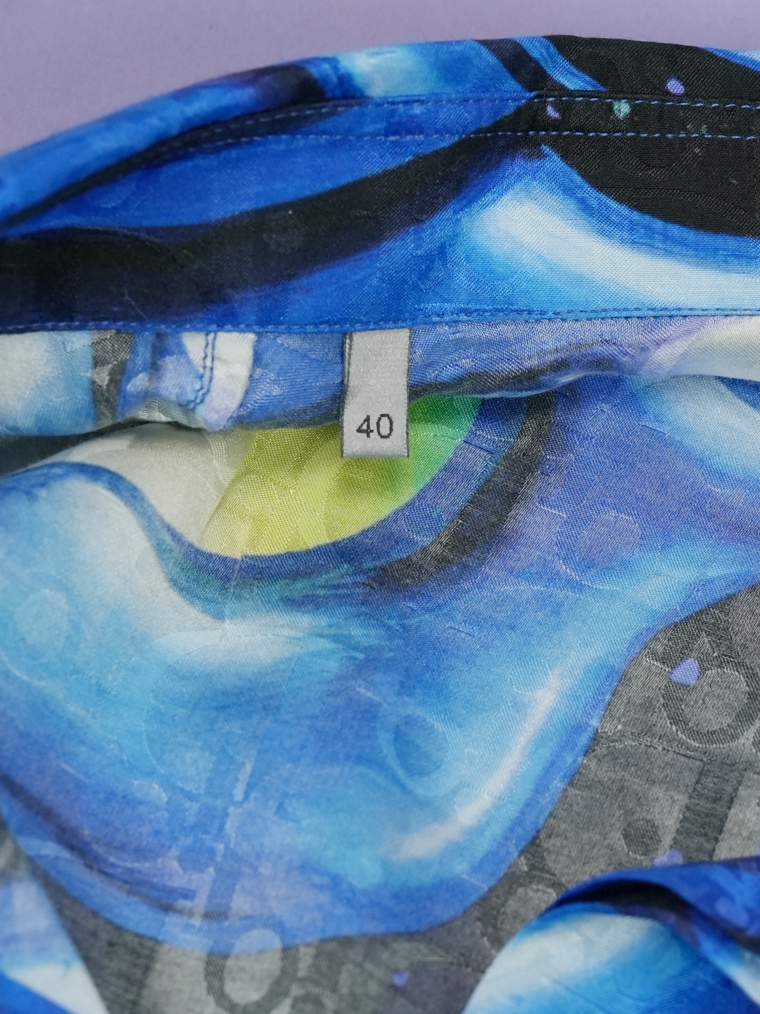 Oblique Logo Silk Shirt Blue